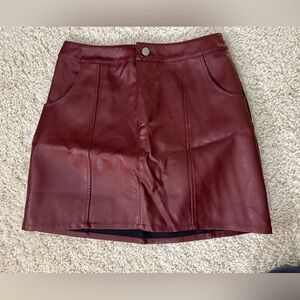 Women’s Medium Blythe Burgundy Leather Skirt NWT